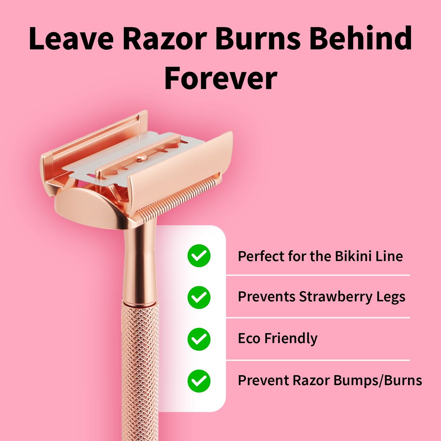 Women's Single Blade Safety Razor - Metal Reusable Razor for Sensitive Skin & Legs