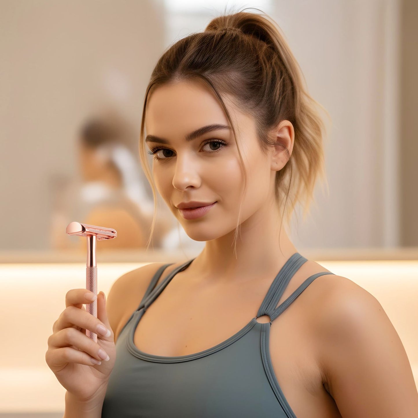 Women's Single Blade Safety Razor - Metal Reusable Razor for Sensitive Skin & Legs